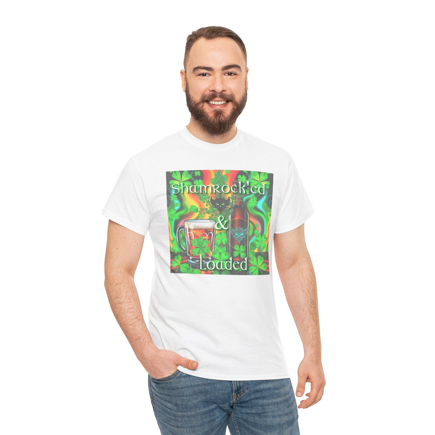 "Shamrocked & Loaded" Unisex Heavy Cotton Tee - Perfect for St. Patrick's Day Celebrations