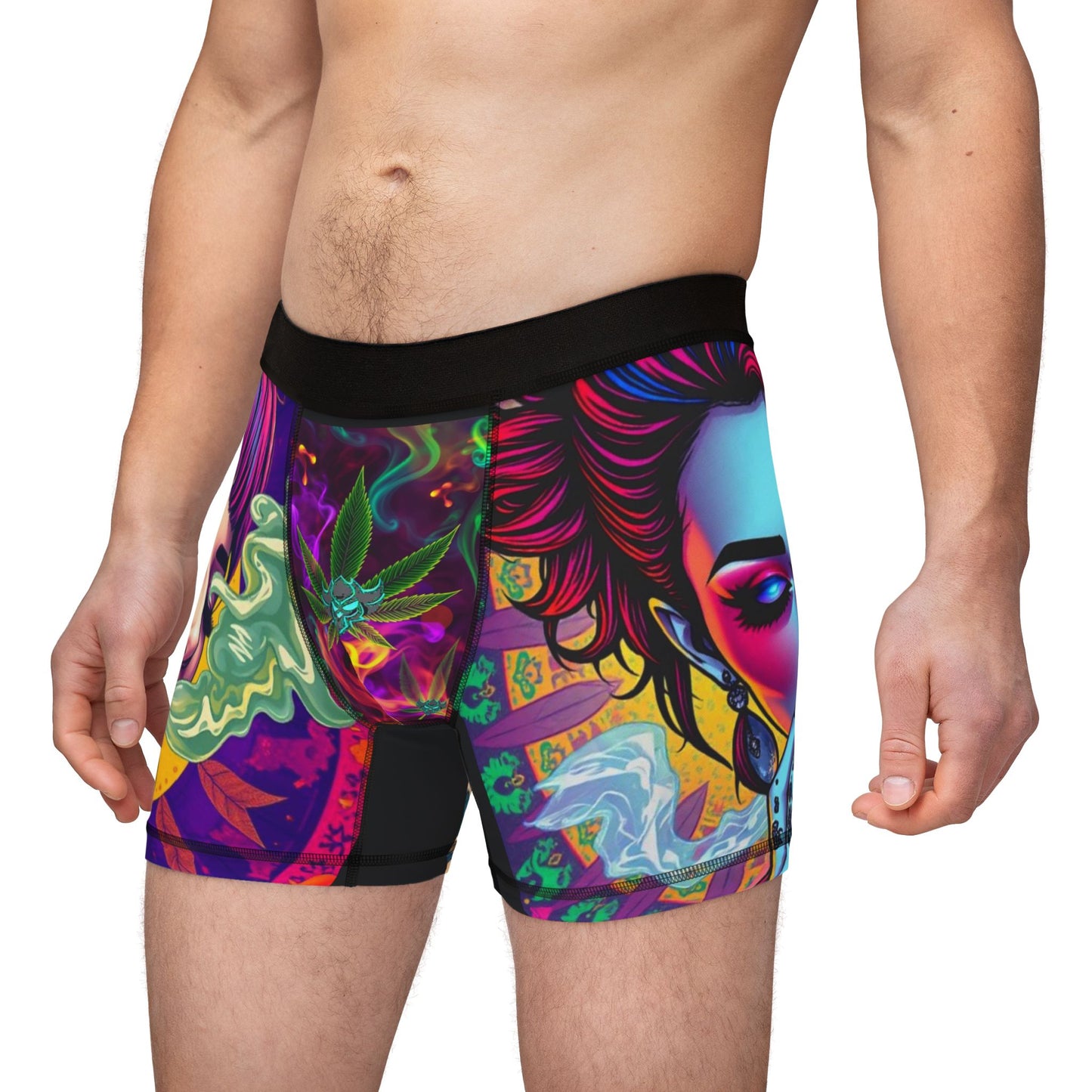 Ungodly High" Vibrant Graphic Men's Boxers - Artistic Tattoo & Smoke Design