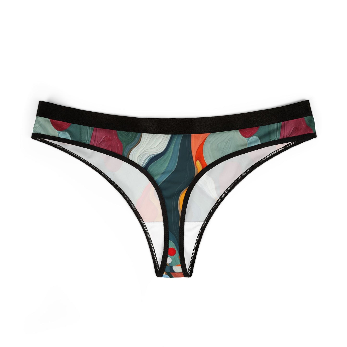 Artistic Women's Flower Thongs - Colorful Abstract Design for Comfort and Style