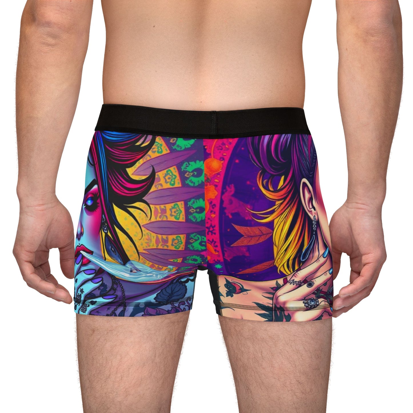 Ungodly High" Vibrant Graphic Men's Boxers - Artistic Tattoo & Smoke Design