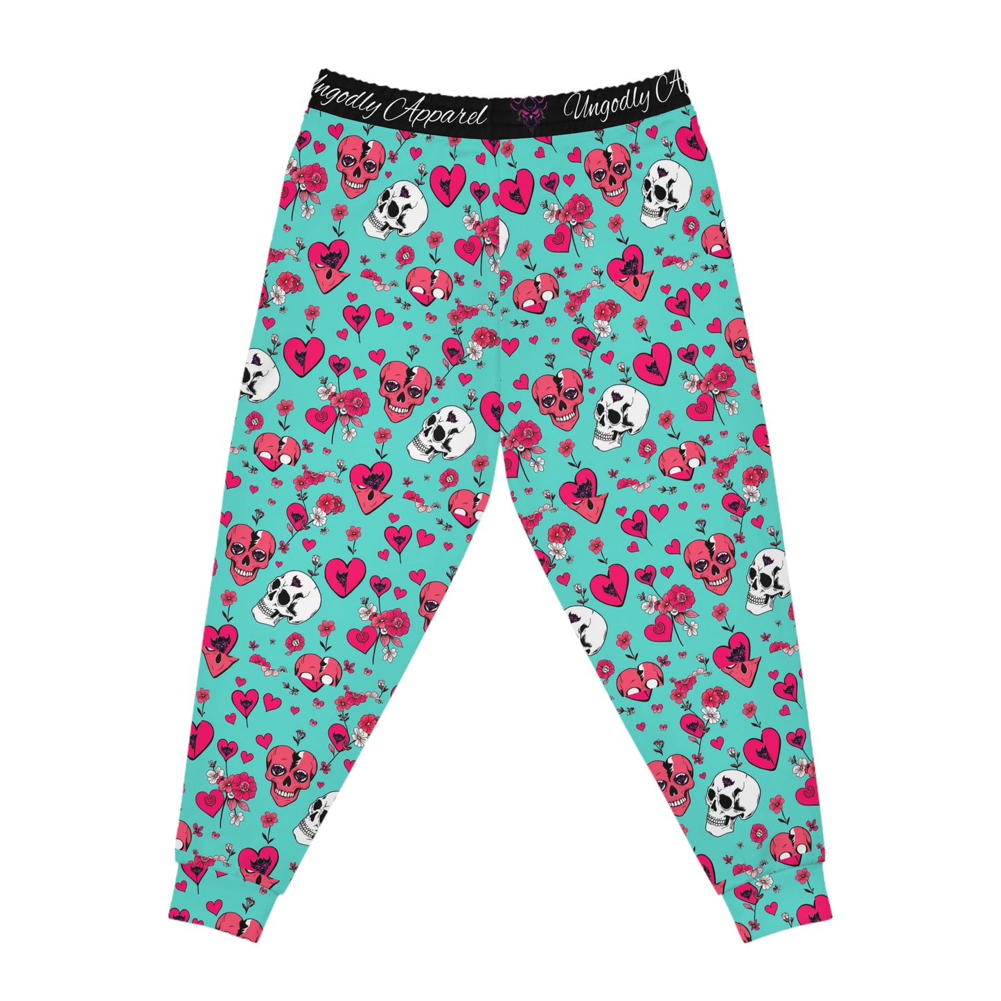 Vibrant Skull & Heart Athletic Joggers - Fun & Comfortable for Active Lifestyles