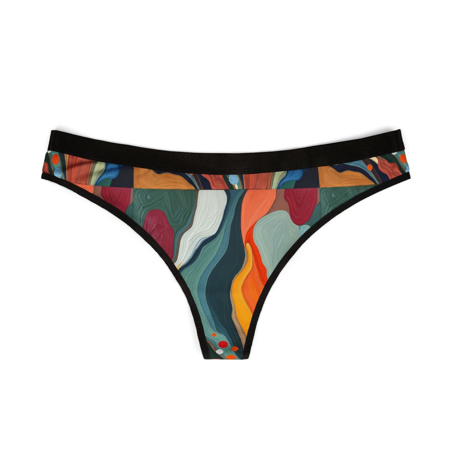 Artistic Women's Flower Thongs - Colorful Abstract Design for Comfort and Style