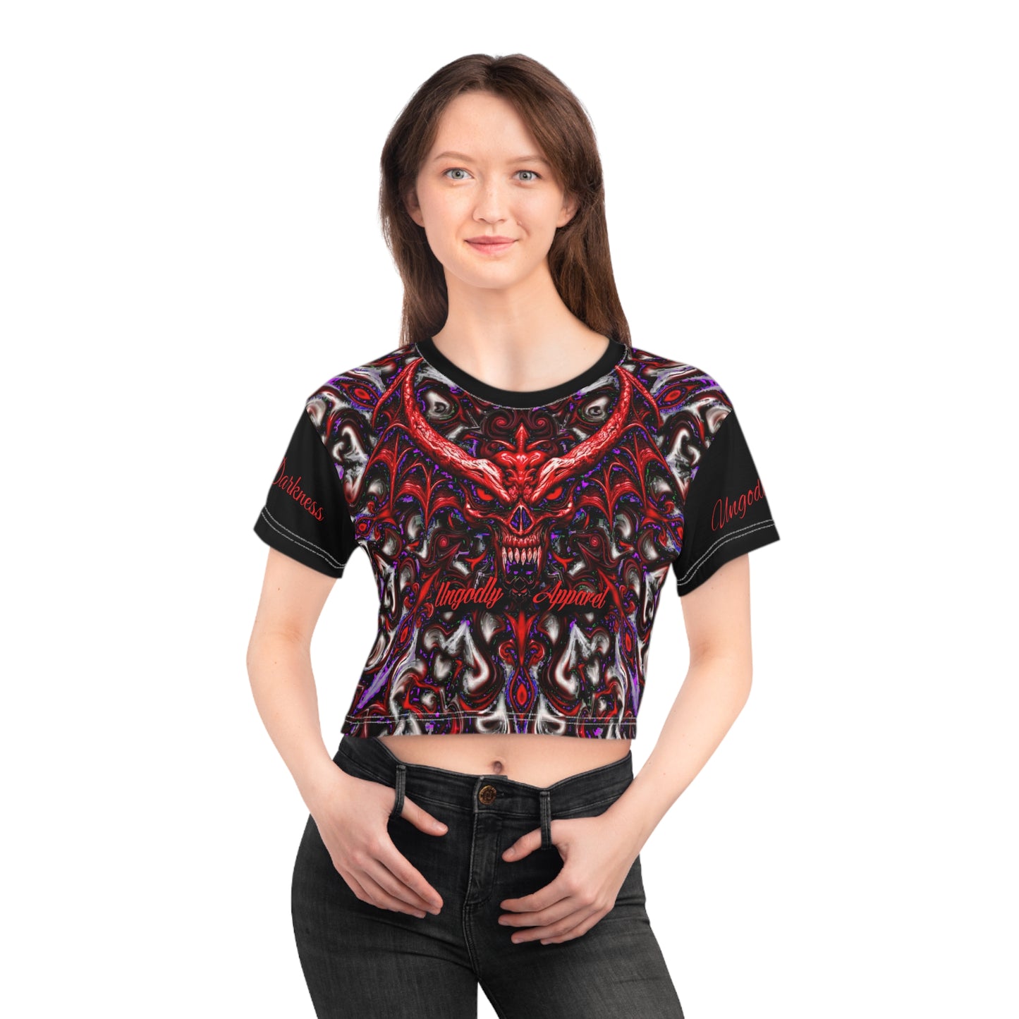 "Chill of Darkness" Gothic Dragon Crop Tee - Unholy Inspired Design
