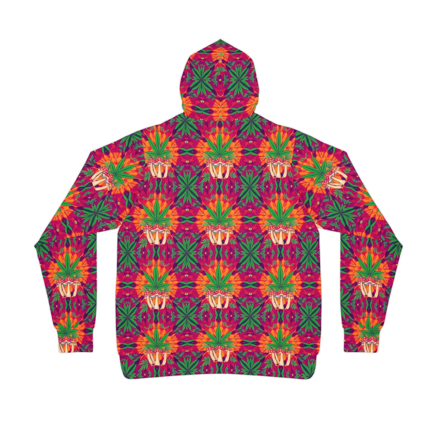 "Marijuana Fumes and Shrooms" Colorful Pattern Athletic Hoodie for Trendy Comfort