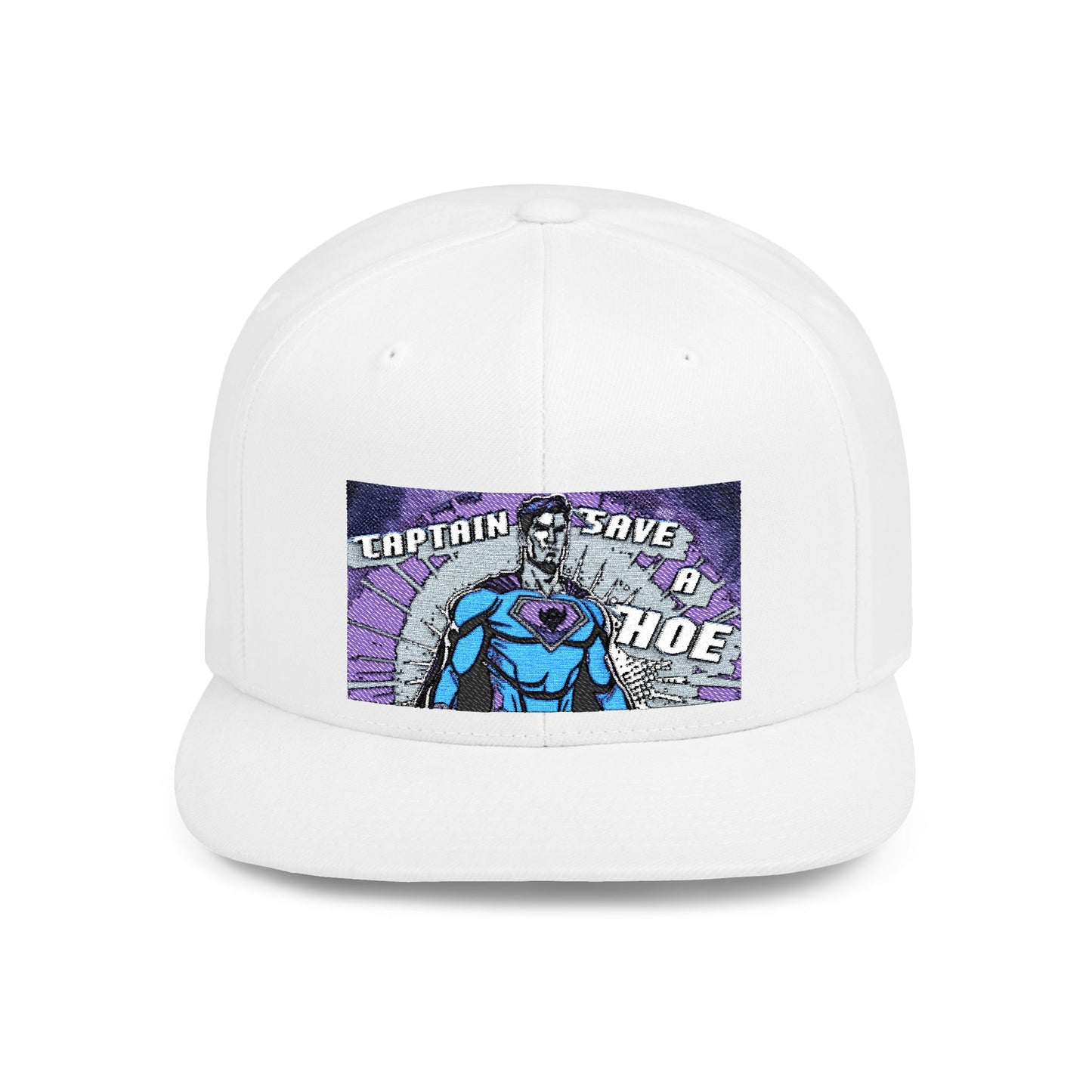 Captain Save a Hoe Flat Bill Snapback Hat - Bold Comic Style Cap for Fun Occasions