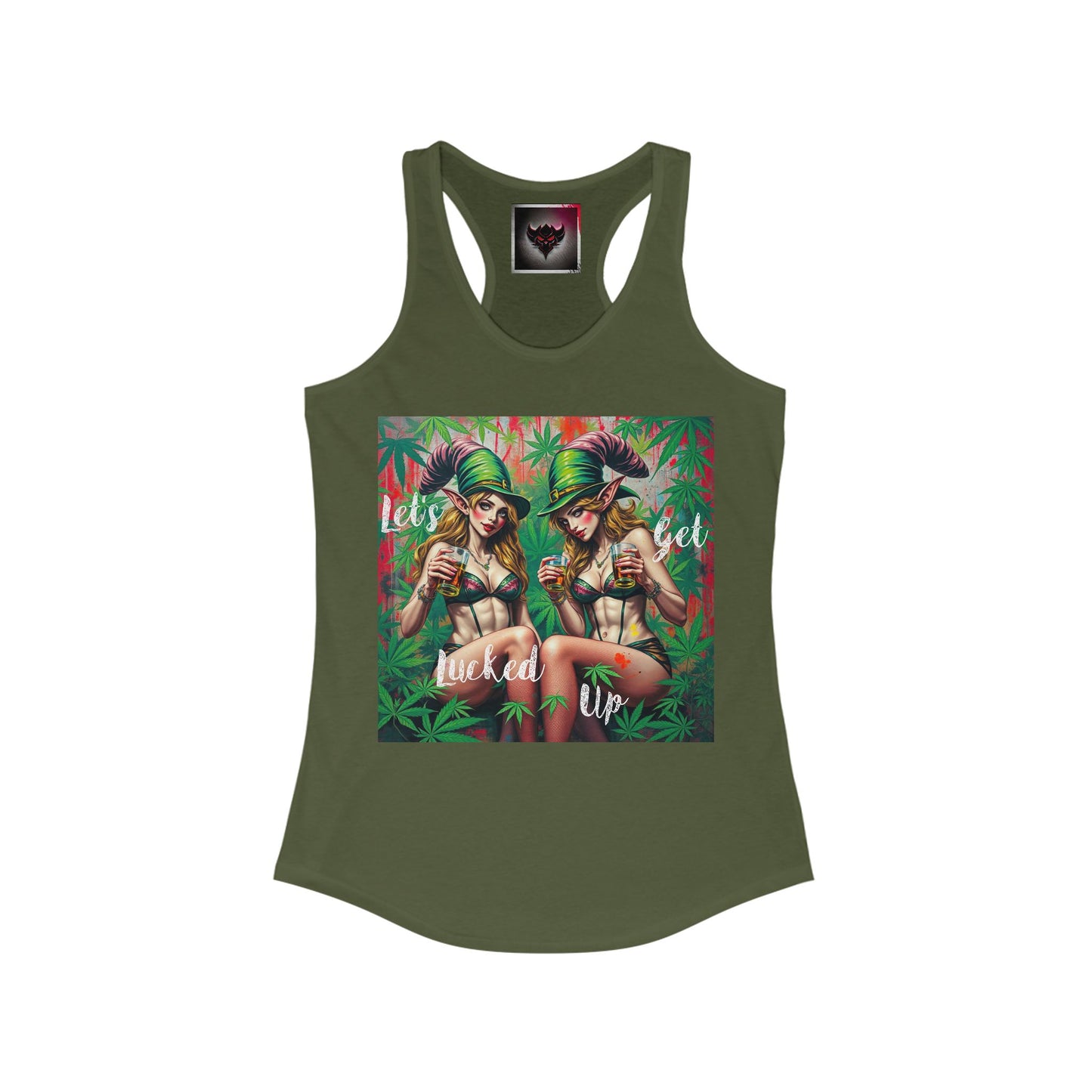 "Let's Get Lucked Up" Wicked Vibes Women's Racerback Tank - Tropical Party Design