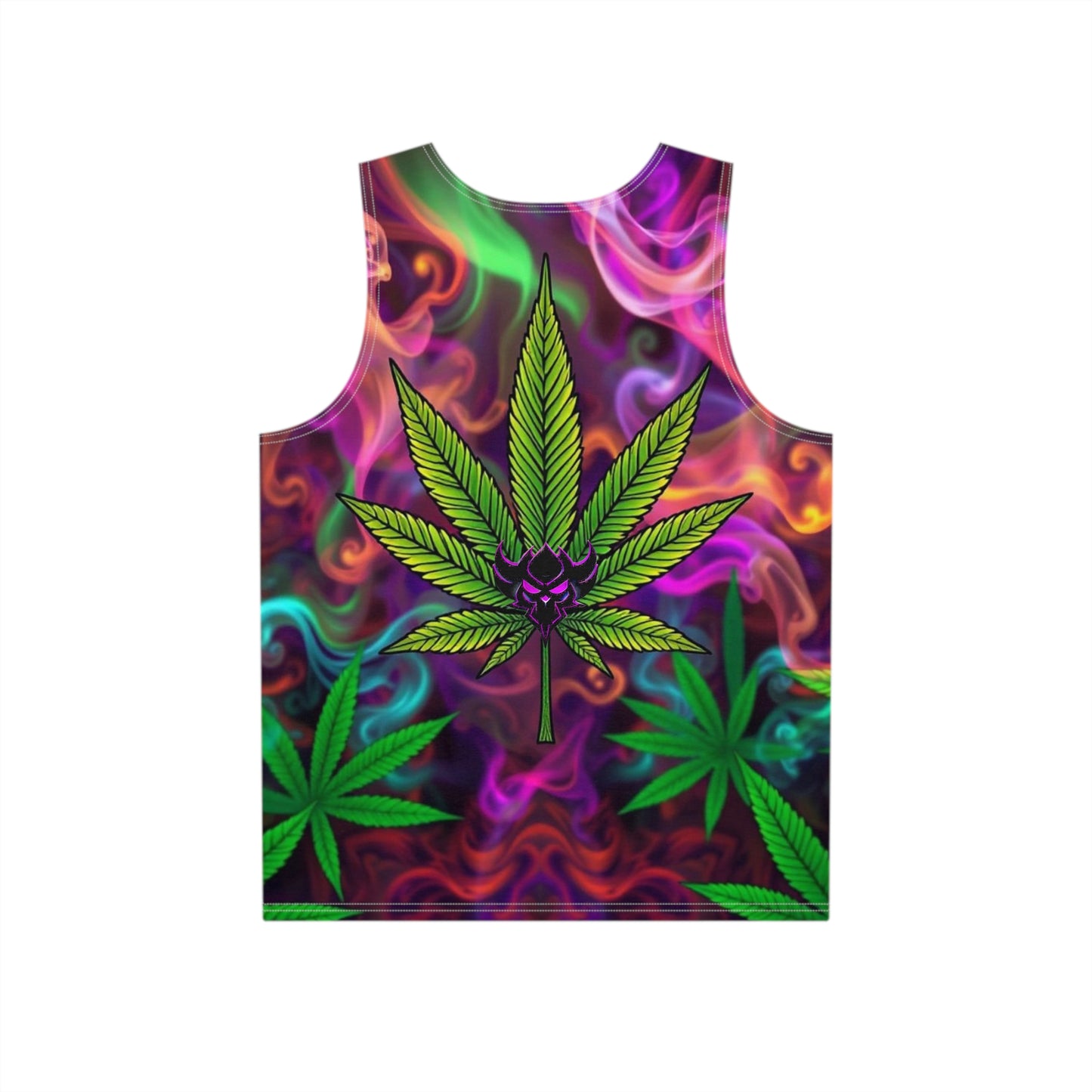 Psychedelic Cannabis Men's Tank Top - Bold Colors & Leaf Design
