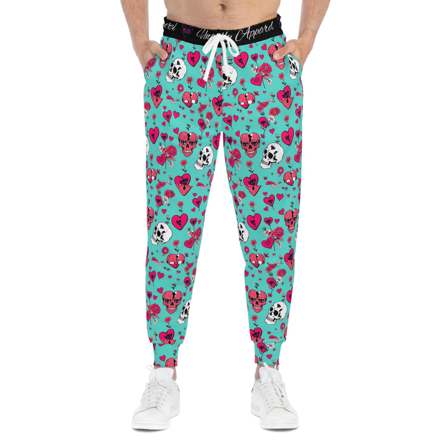 Vibrant Skull & Heart Athletic Joggers - Fun & Comfortable for Active Lifestyles