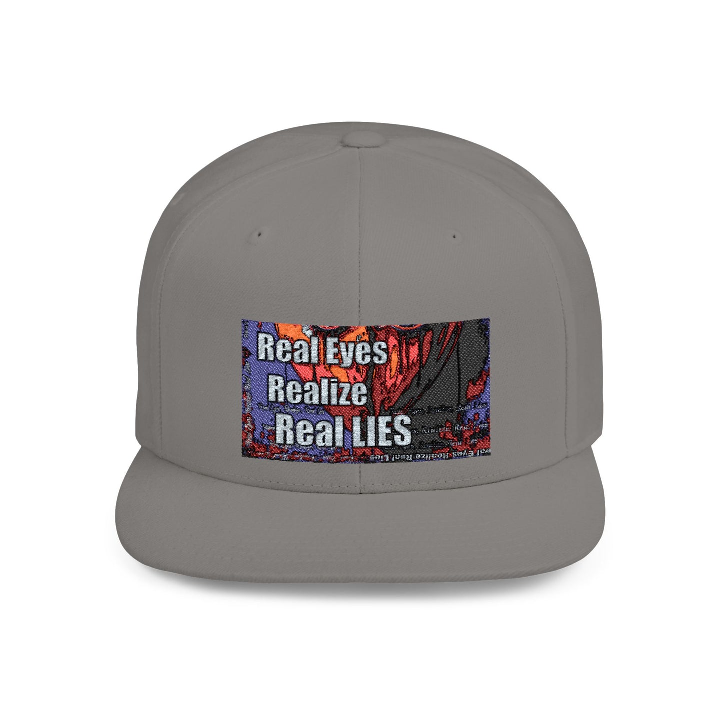 Graphic Flat Bill Snapback - "Real Eyes Realize Real Lies"