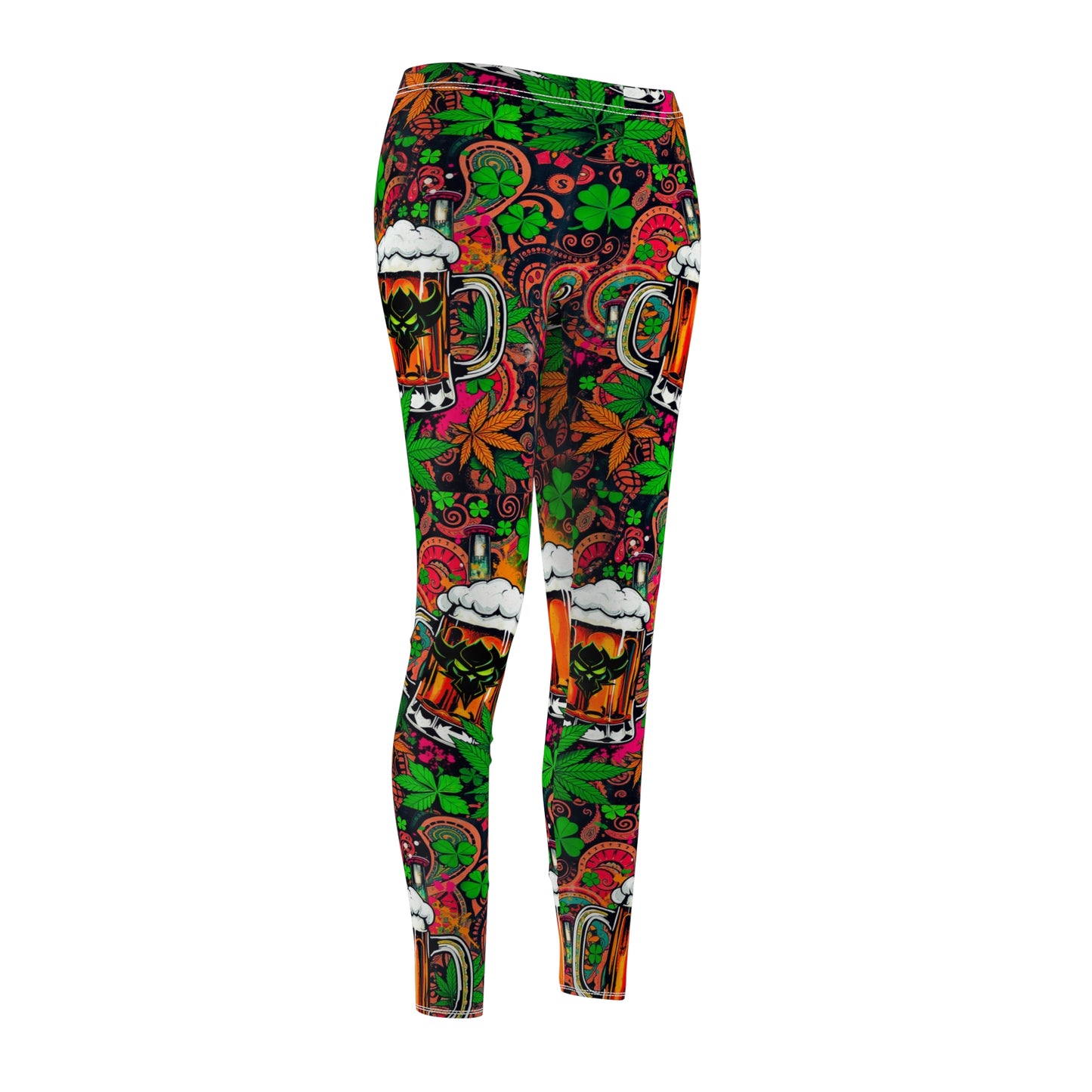 Festive Beer Print Women's Leggings – Casual & Fun Activewear for Parties