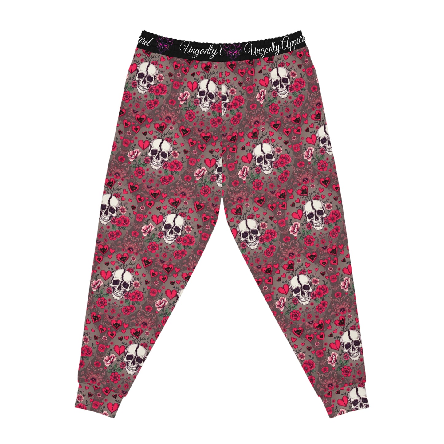 Skull Heart Athletic Joggers - Edgy Comfortable Lounge Pants