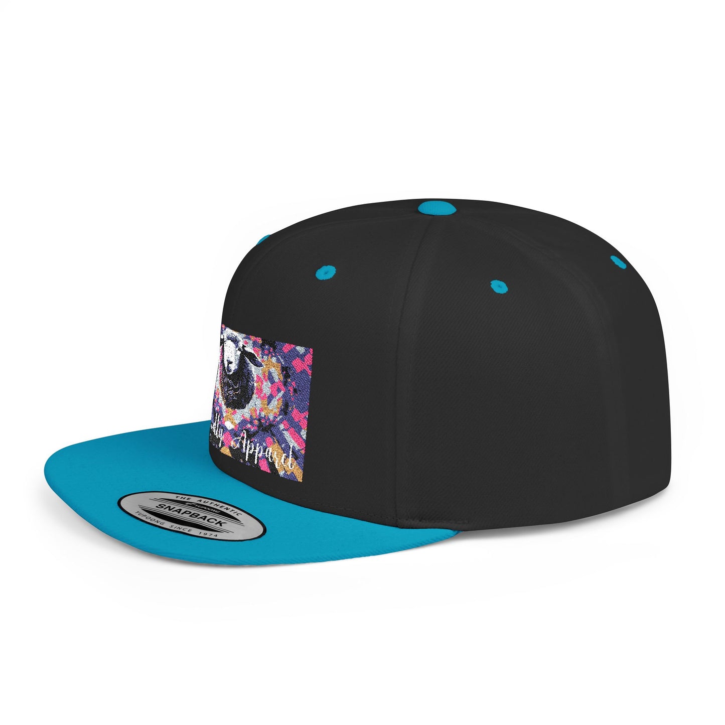 "Black Sheep" Colorful Artistic Flat Bill Snapback Hat - Unique Design for Fashion Lovers