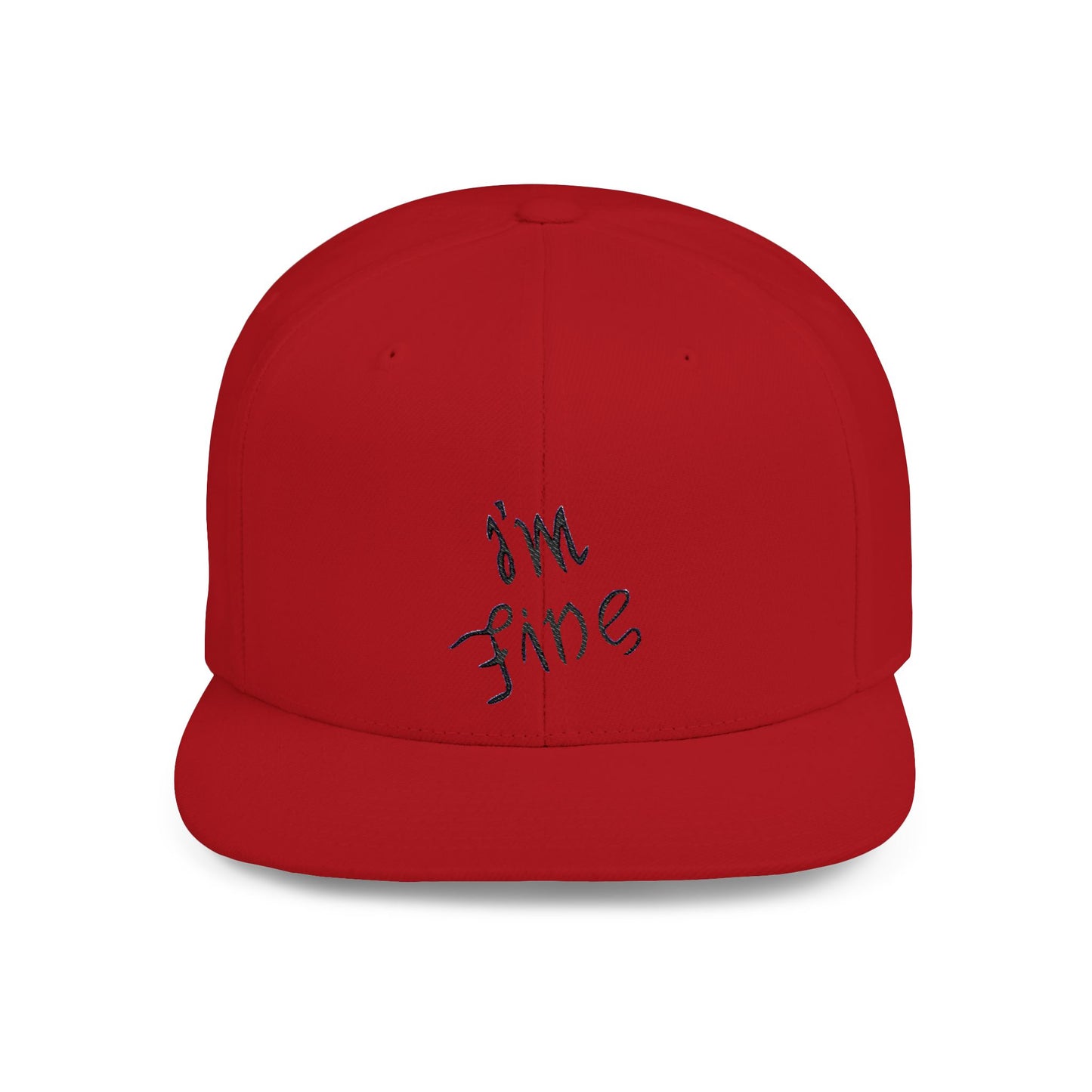 White Flat Bill Snapback Hat - 'I'm Fine/Save Me' Casual Cap