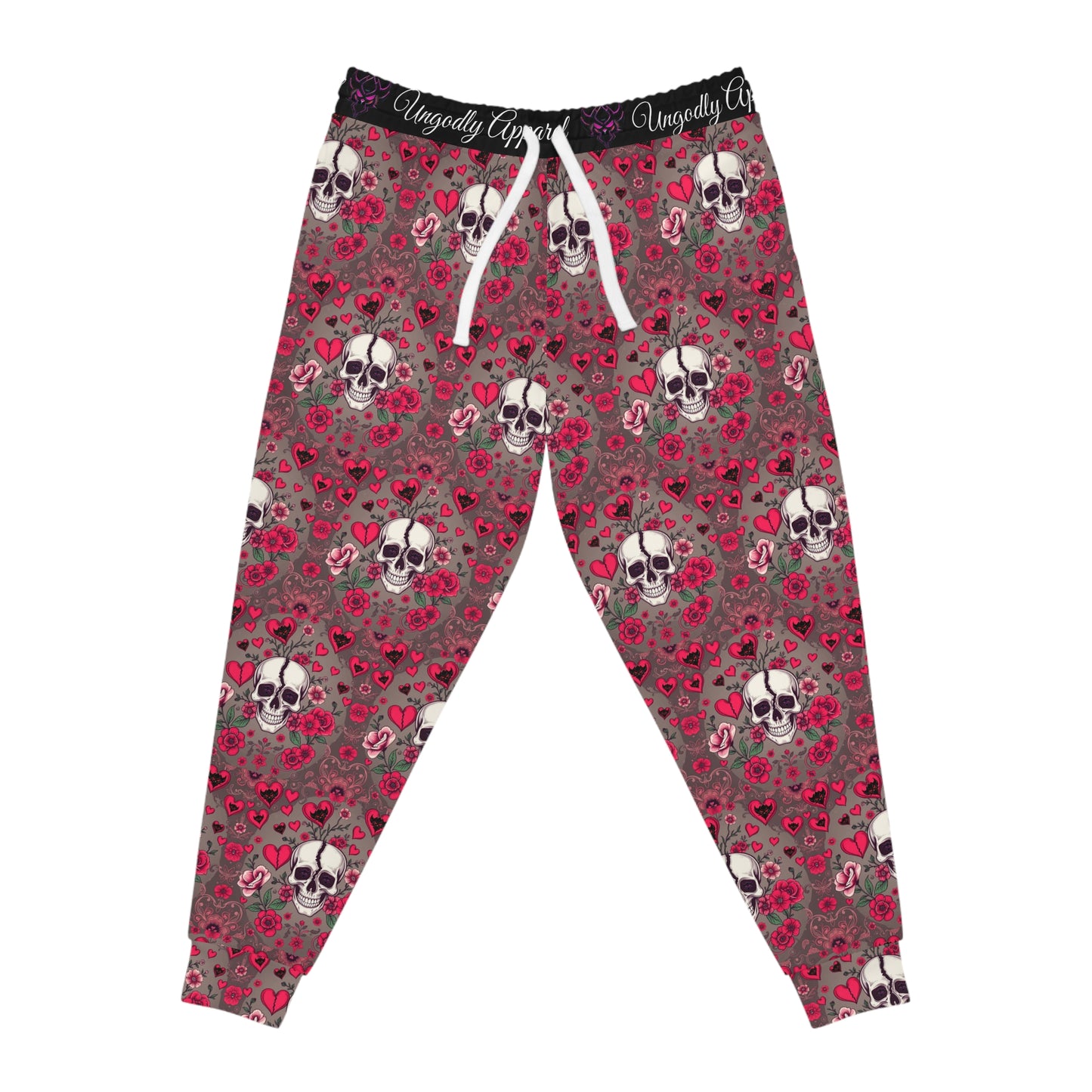 Skull Heart Athletic Joggers - Edgy Comfortable Lounge Pants