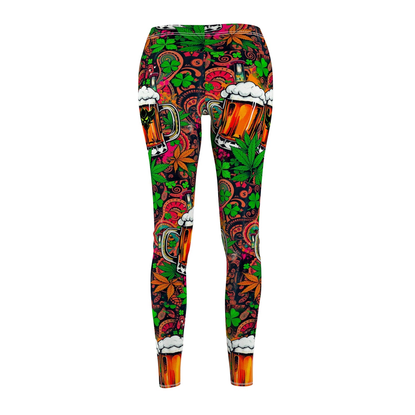 Festive Beer Print Women's Leggings – Casual & Fun Activewear for Parties
