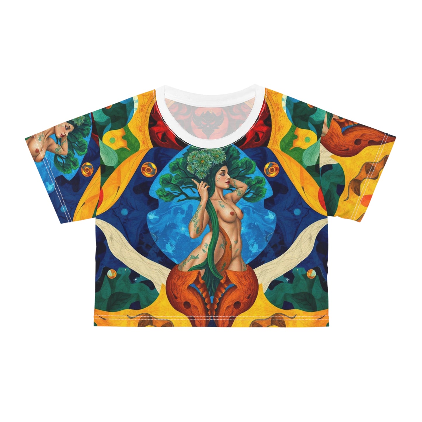 Vibrant Eco-Friendly Crop Tee - Nature Goddess Design