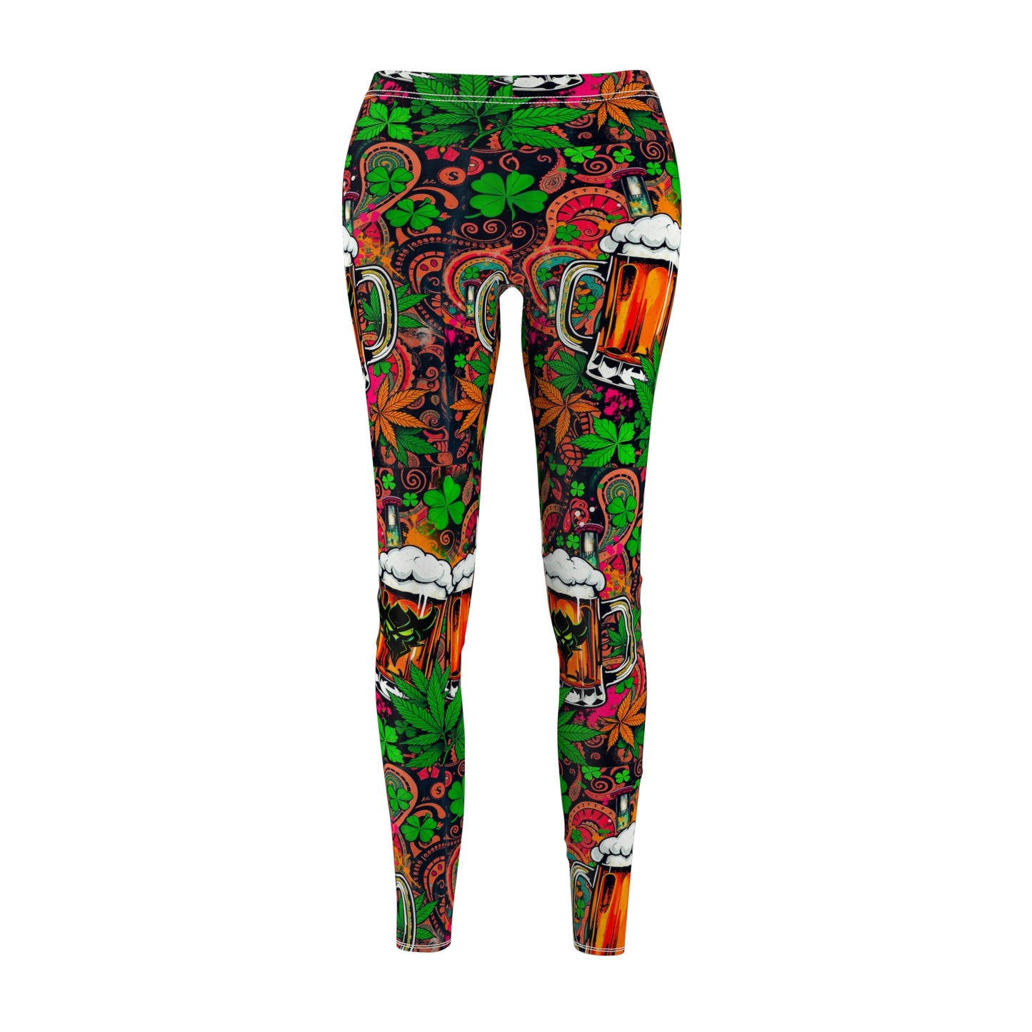 Festive Beer Print Women's Leggings – Casual & Fun Activewear for Parties