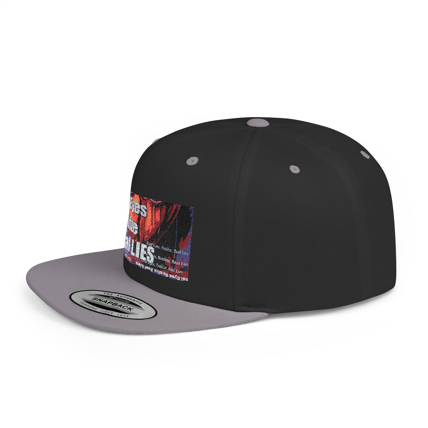 Graphic Flat Bill Snapback - "Real Eyes Realize Real Lies"