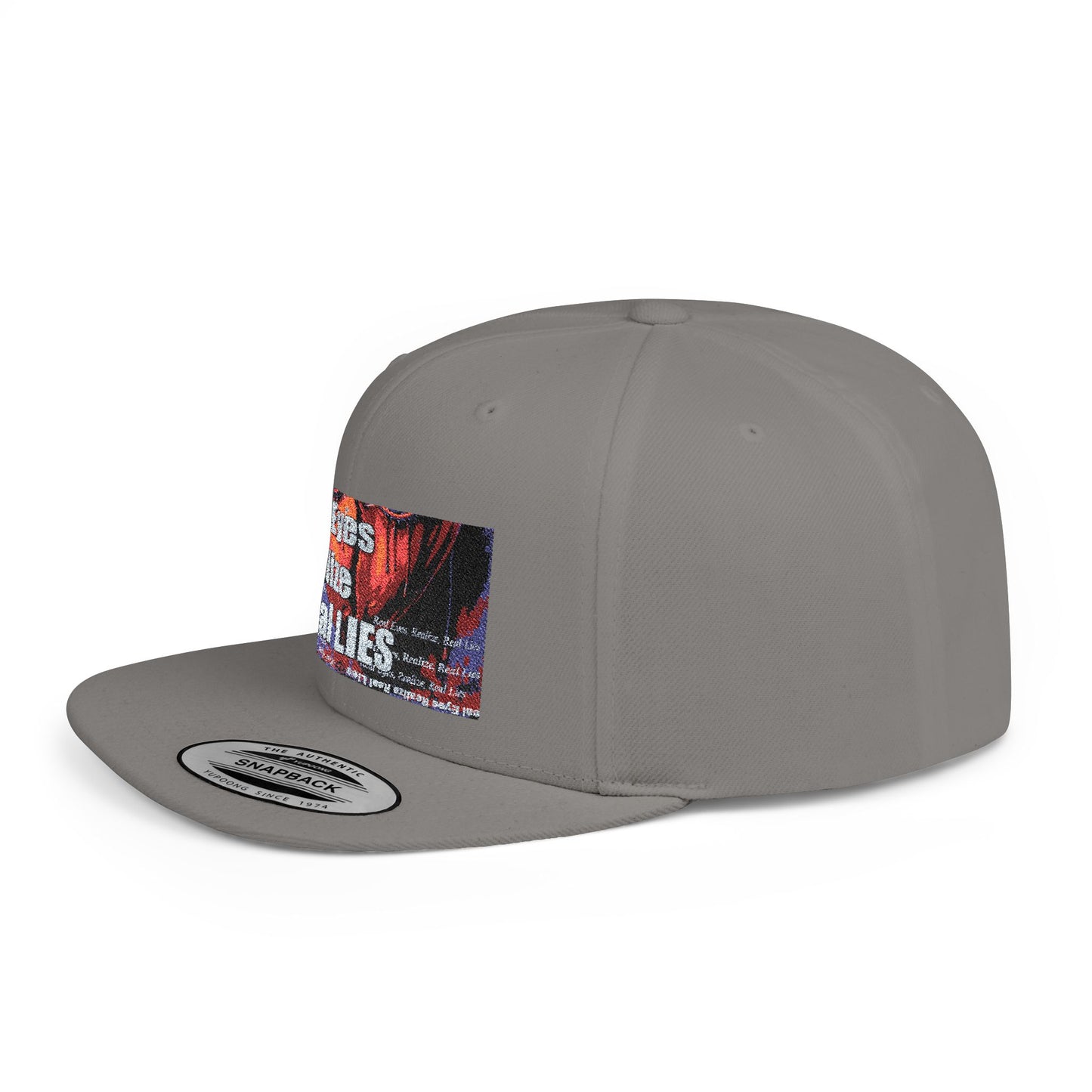 Graphic Flat Bill Snapback - "Real Eyes Realize Real Lies"
