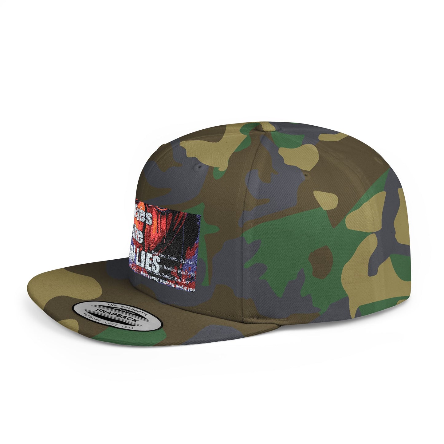 Graphic Flat Bill Snapback - "Real Eyes Realize Real Lies"
