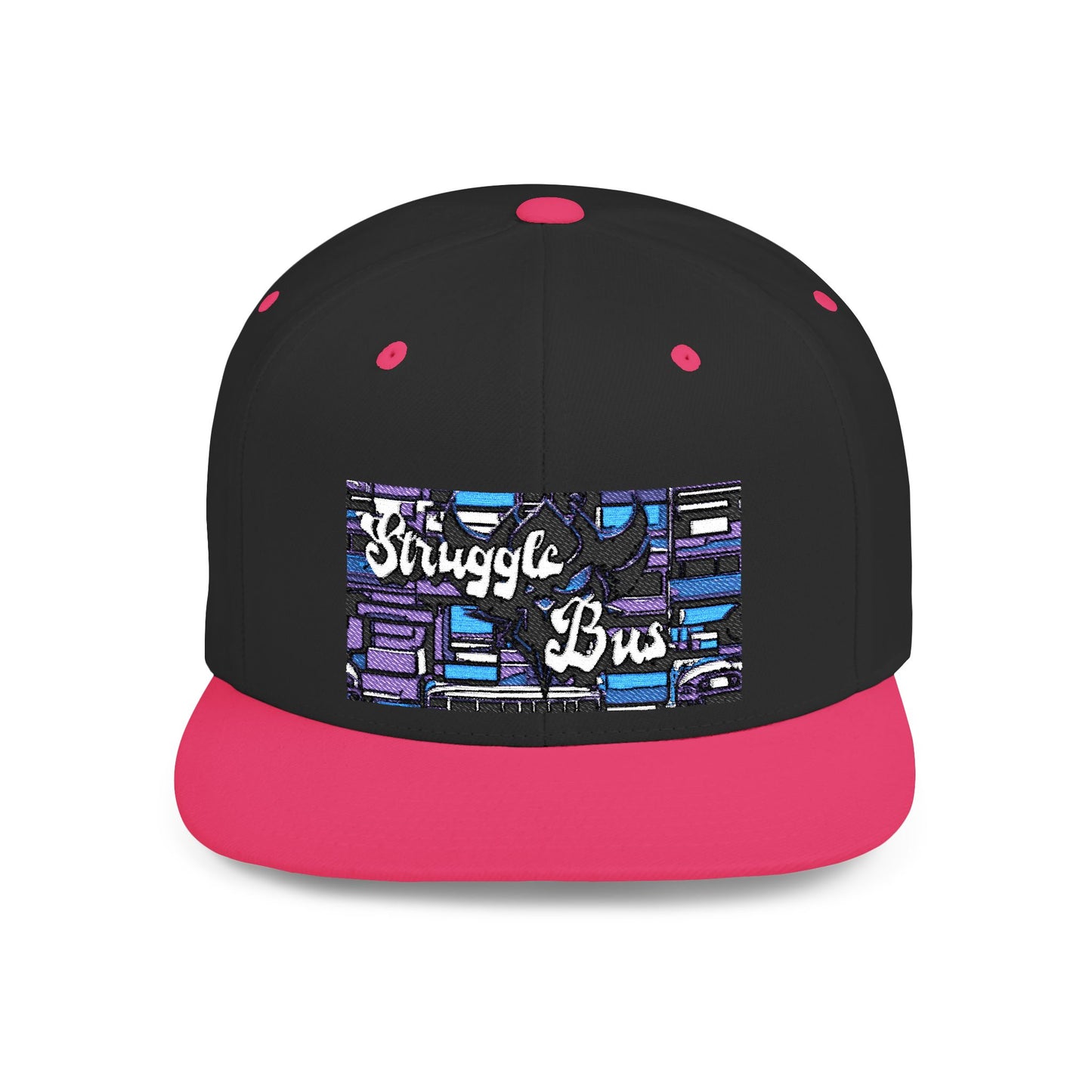 "Struggle Bus" Flat Bill Snapback Cap - Trendy Streetwear Hat for Everyday Wear