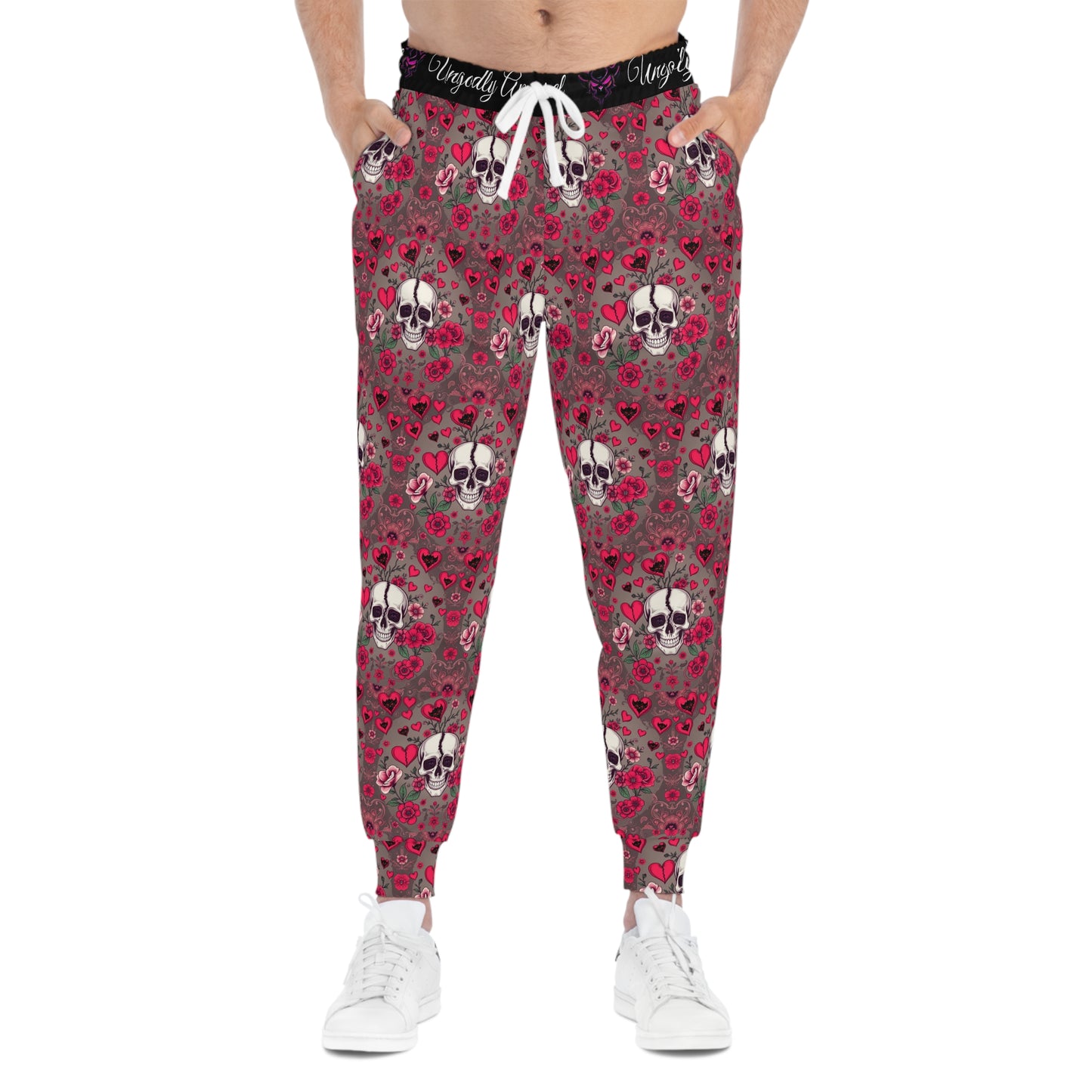 Skull Heart Athletic Joggers - Edgy Comfortable Lounge Pants