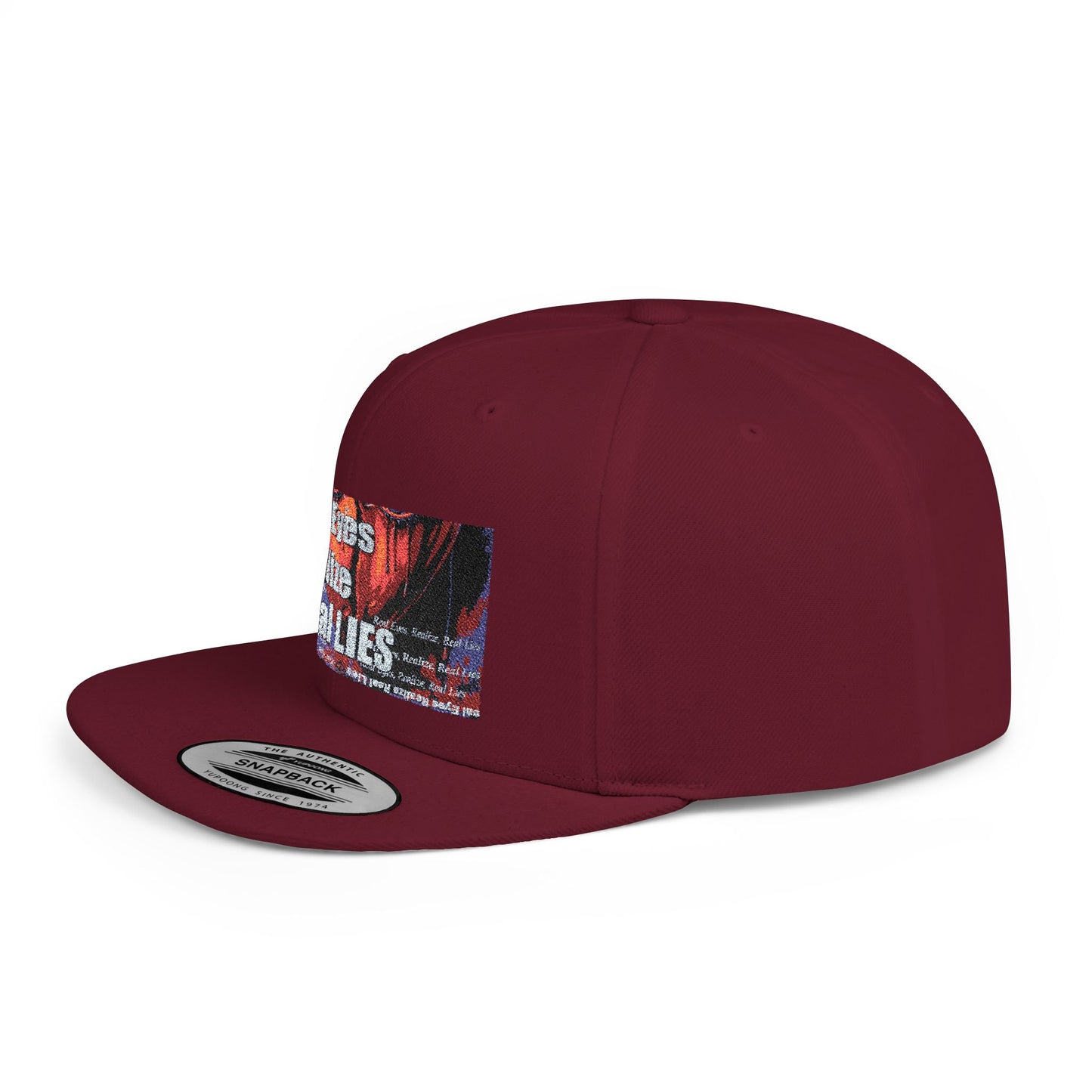 Graphic Flat Bill Snapback - "Real Eyes Realize Real Lies"