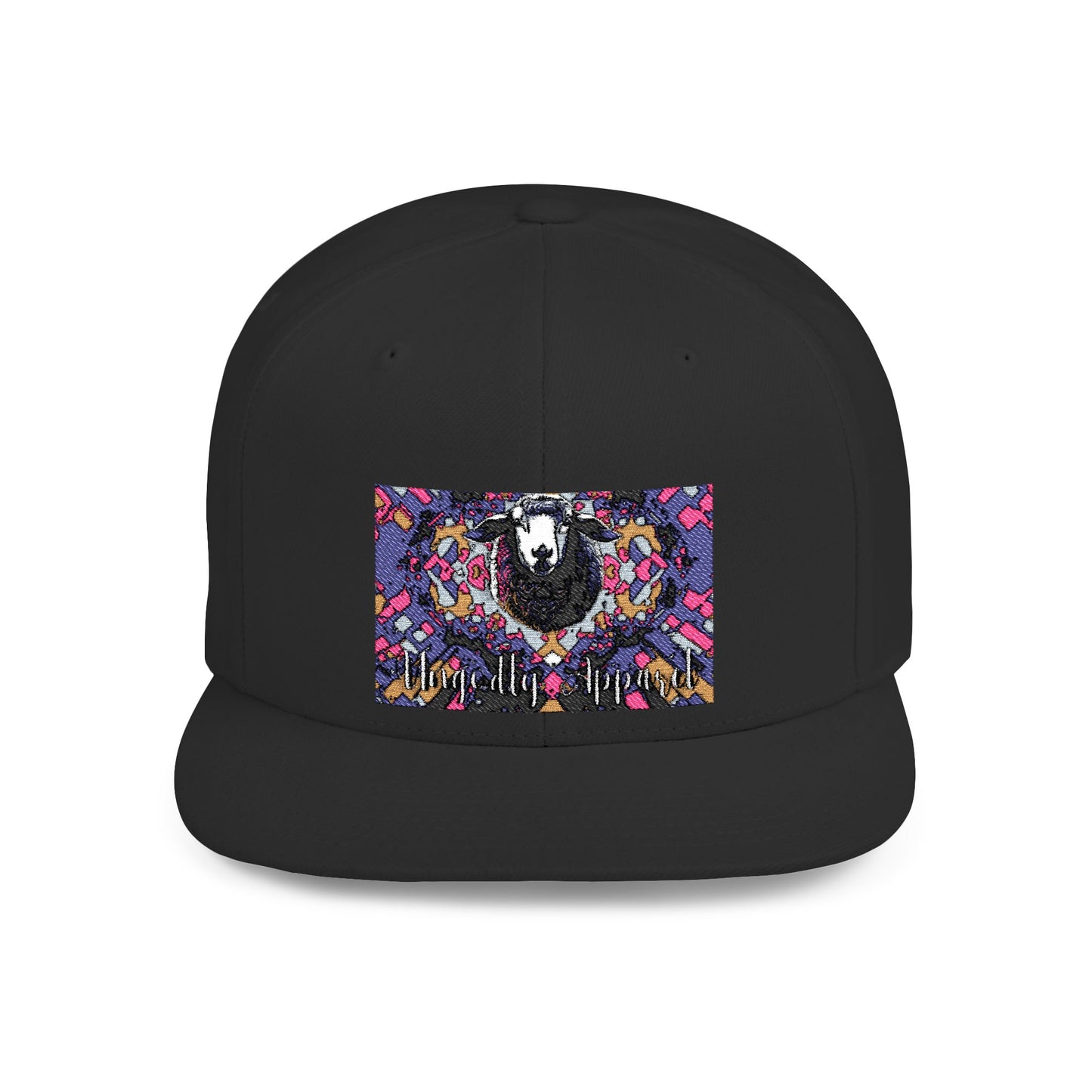 "Black Sheep" Colorful Artistic Flat Bill Snapback Hat - Unique Design for Fashion Lovers