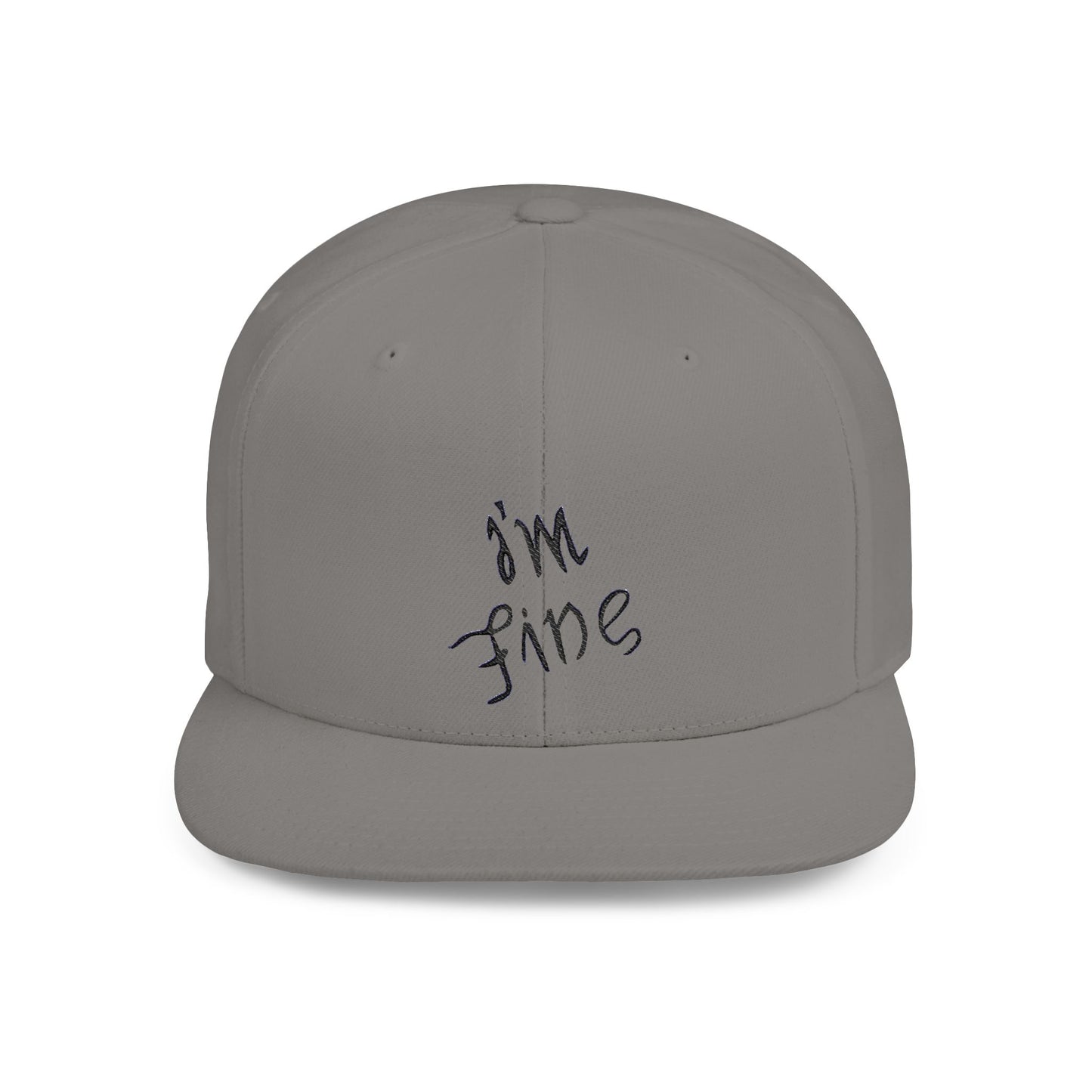 White Flat Bill Snapback Hat - 'I'm Fine/Save Me' Casual Cap