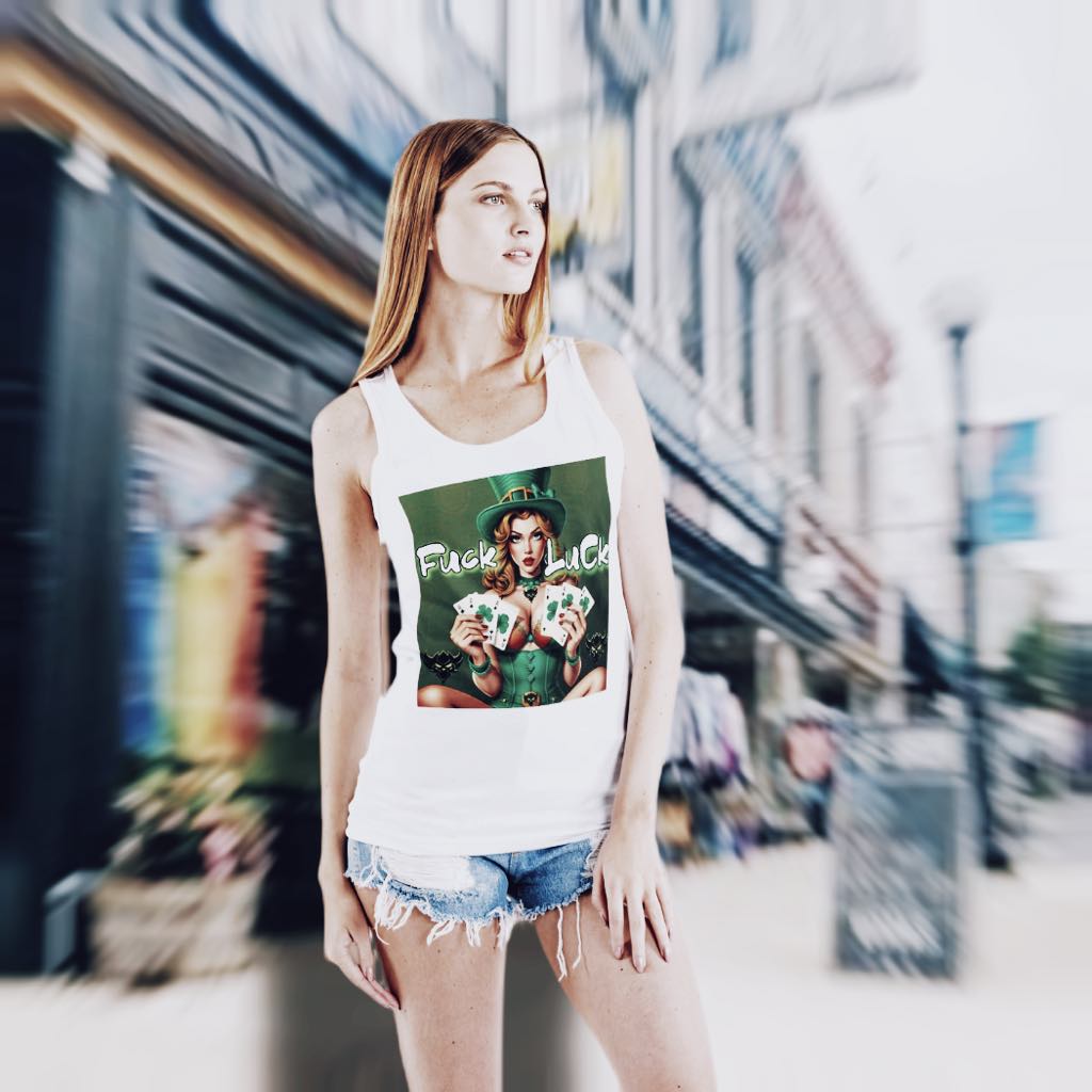 St. Patrick's Day Funny Women's Tank Top - 'Fuck Luck' Graphic