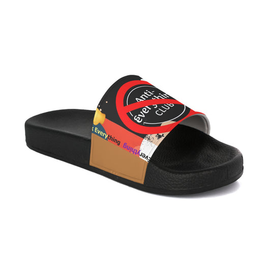 "Anti-Everything Club" Women's Slide Sandals - Fun & Comfortable Footwear for Relaxation