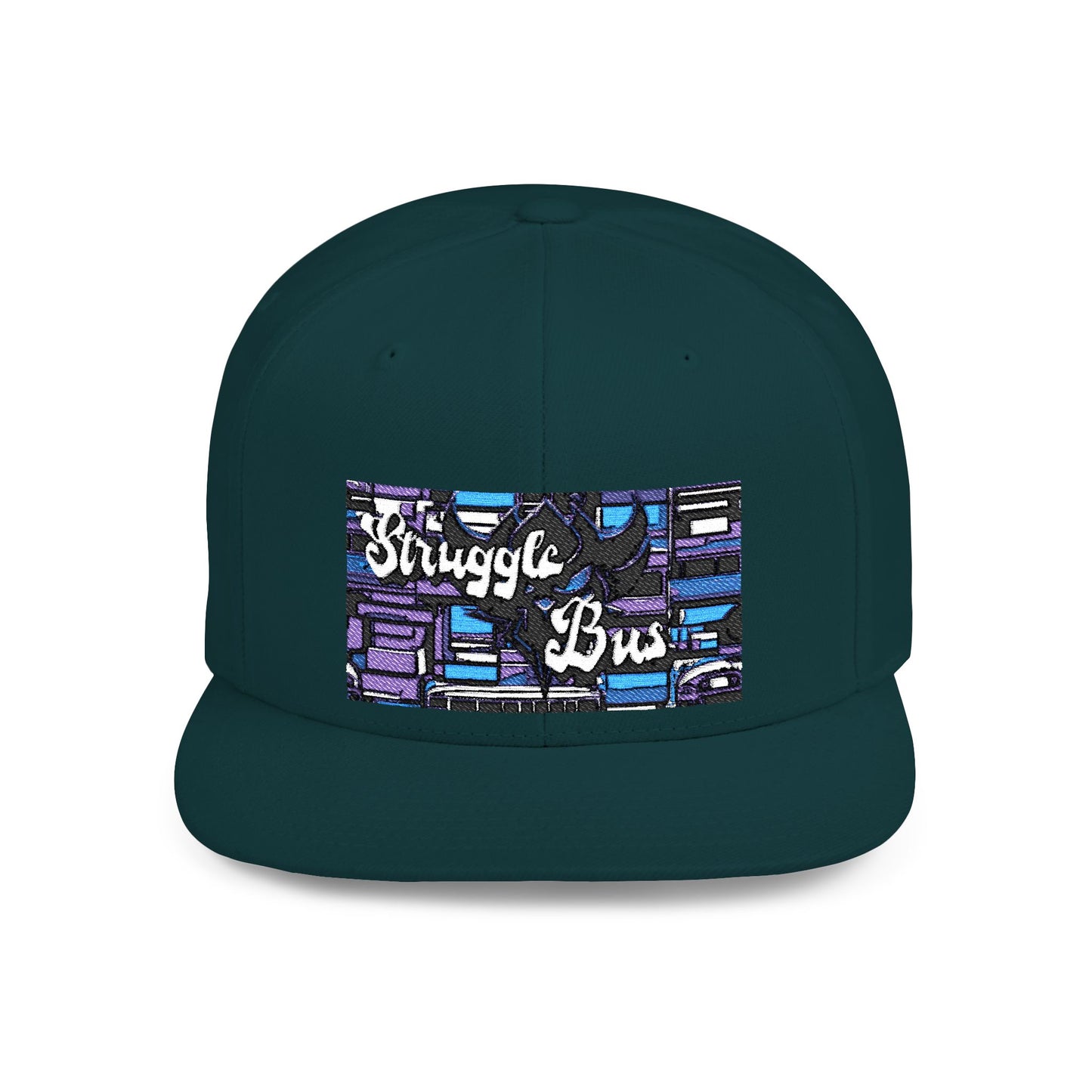"Struggle Bus" Flat Bill Snapback Cap - Trendy Streetwear Hat for Everyday Wear