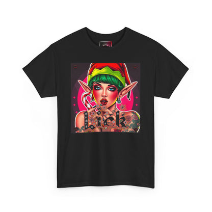 "Lick" Enchanting Elf Graphic T-Shirt - Unisex Heavy Cotton Shirt for Festive Vibes