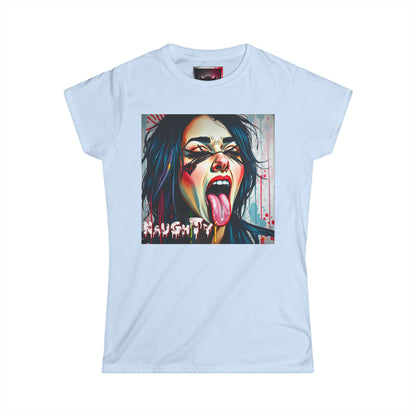 "Naughty" Graphic Women's Softstyle Tee | Edgy Streetwear T-Shirt