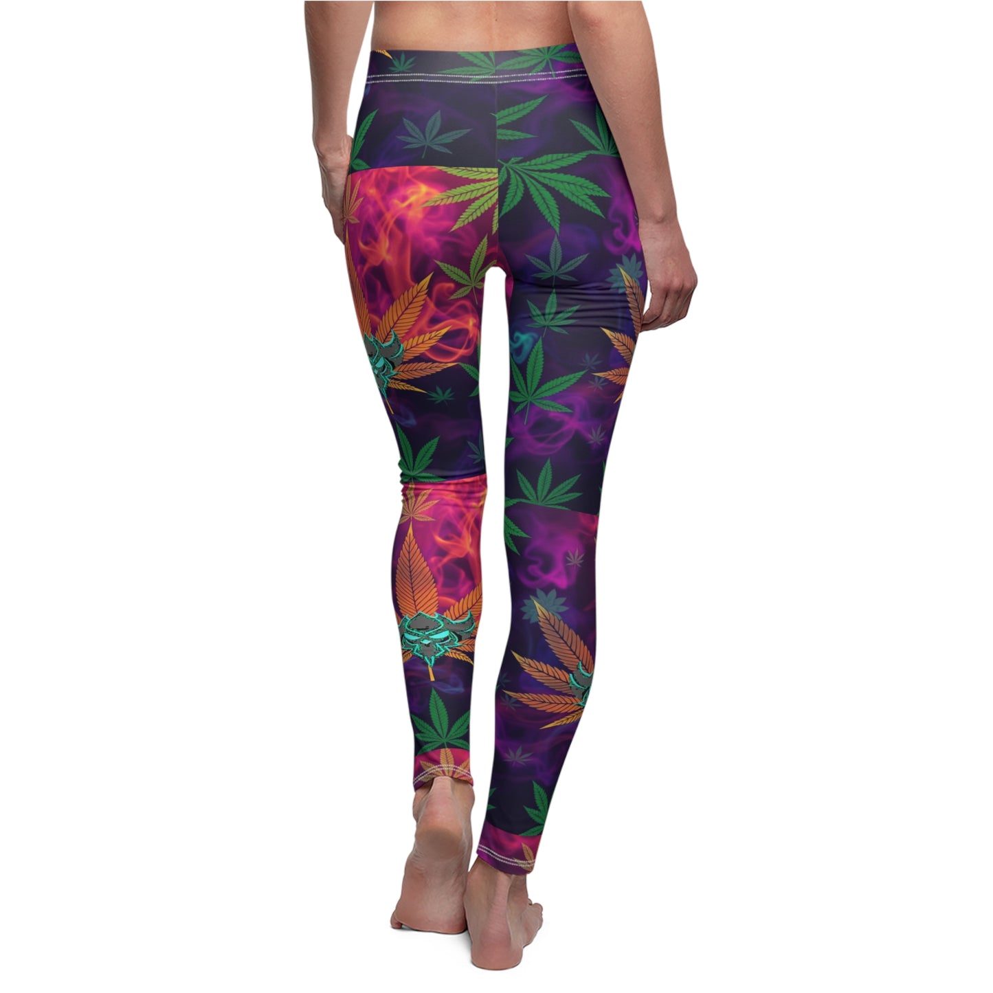 Vibrant "420" Boho Leggings with Psychedelic Leaf Design