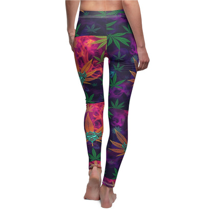 Vibrant "420" Boho Leggings with Psychedelic Leaf Design
