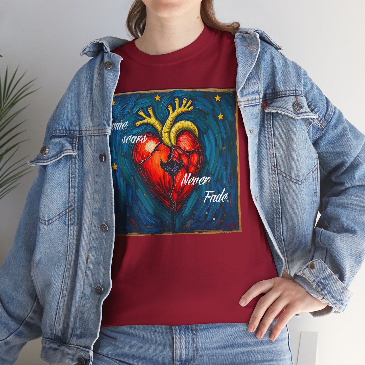 Heart Art Unisex Heavy Cotton Tee - "Some scars never fade"