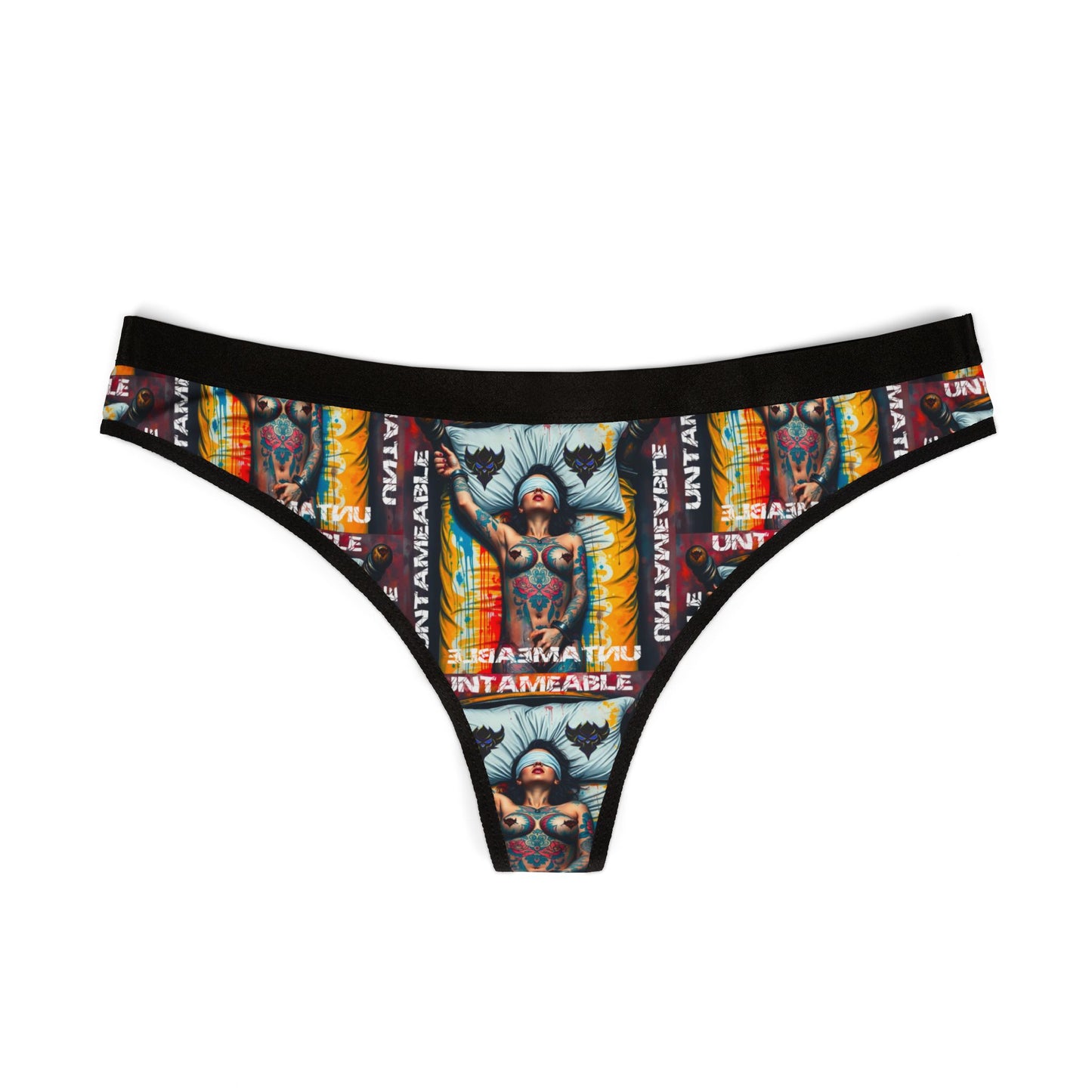 "Untameable" Empowered Women’s Thongs - Bold Graphic Print Underwear for Confident Vibes