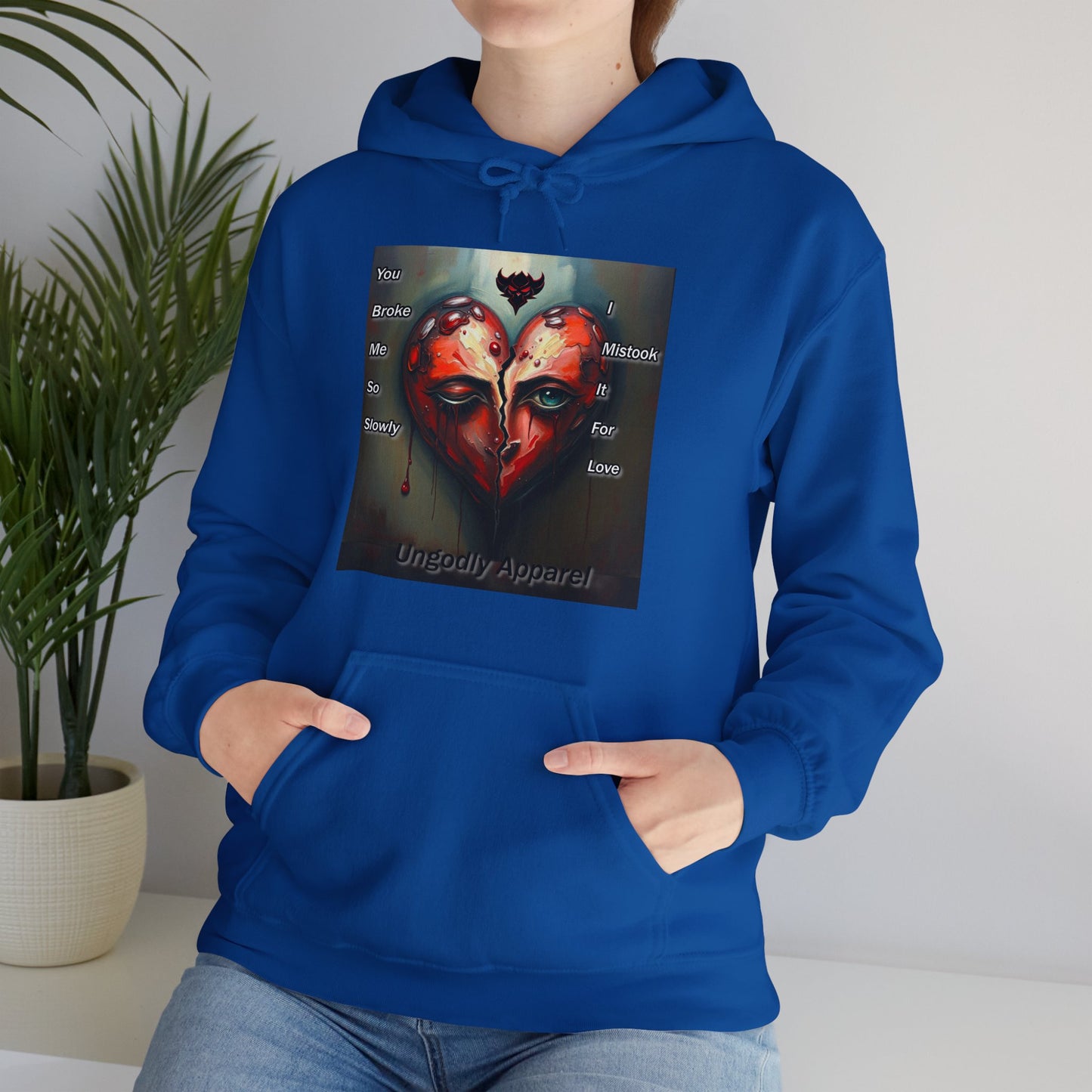 "You Broke Me So Slowly, I Mistook it for Love" Artistic Heart Hoodie - Unisex Heavy Blend™ Sweatshirt with Inspirational Quote