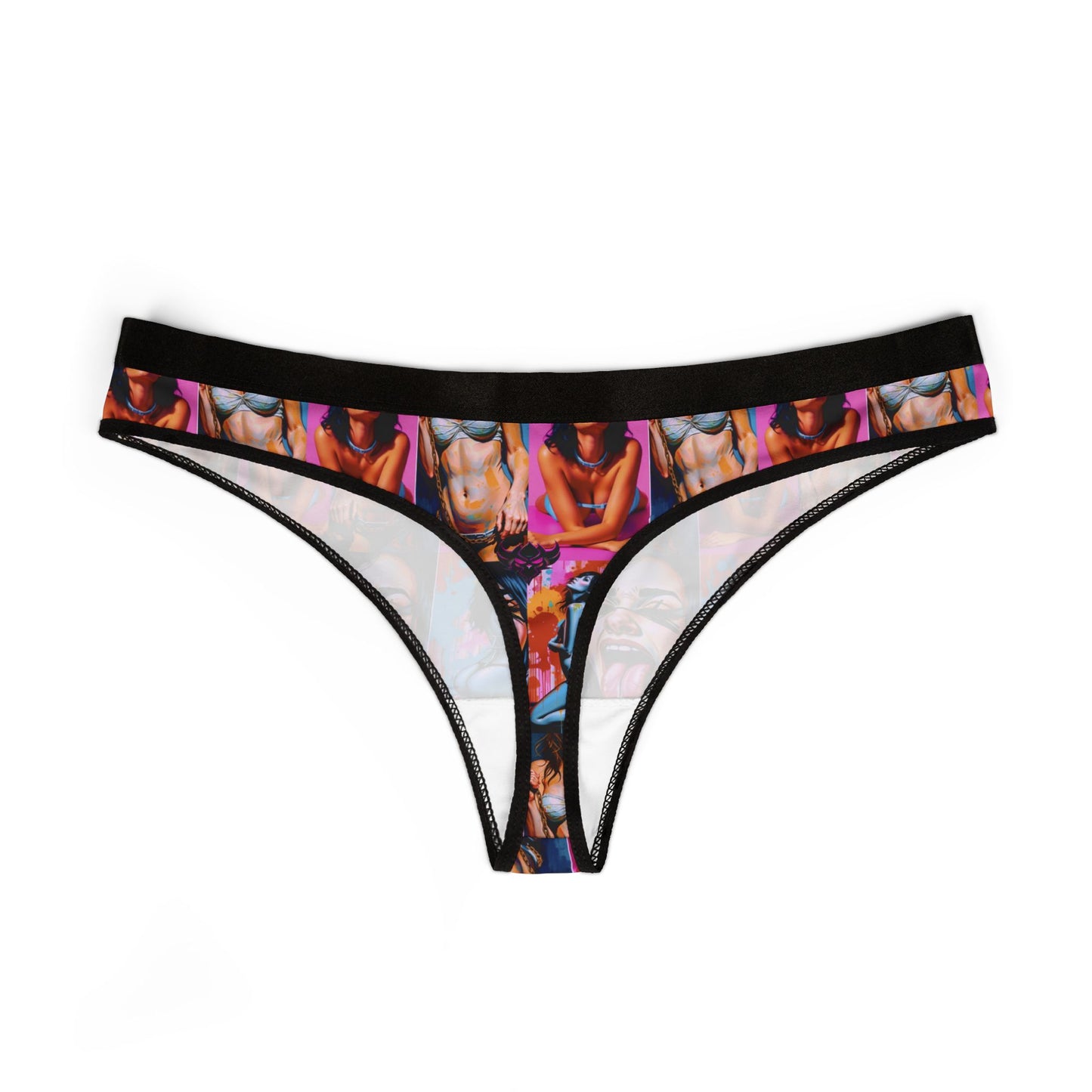 Bold Graphic Women's Thongs - Vibrant Colorful Design, Unique Art for Confident Styles