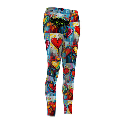 "Heart Broken" Colorful Heart Print Casual Leggings for Women - Perfect for Everyday Wear