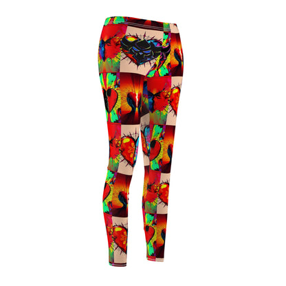 "Heart Broken and Hopeful" Vibrant Heart Graphic Casual Leggings for Women - Colorful Fitness Wear