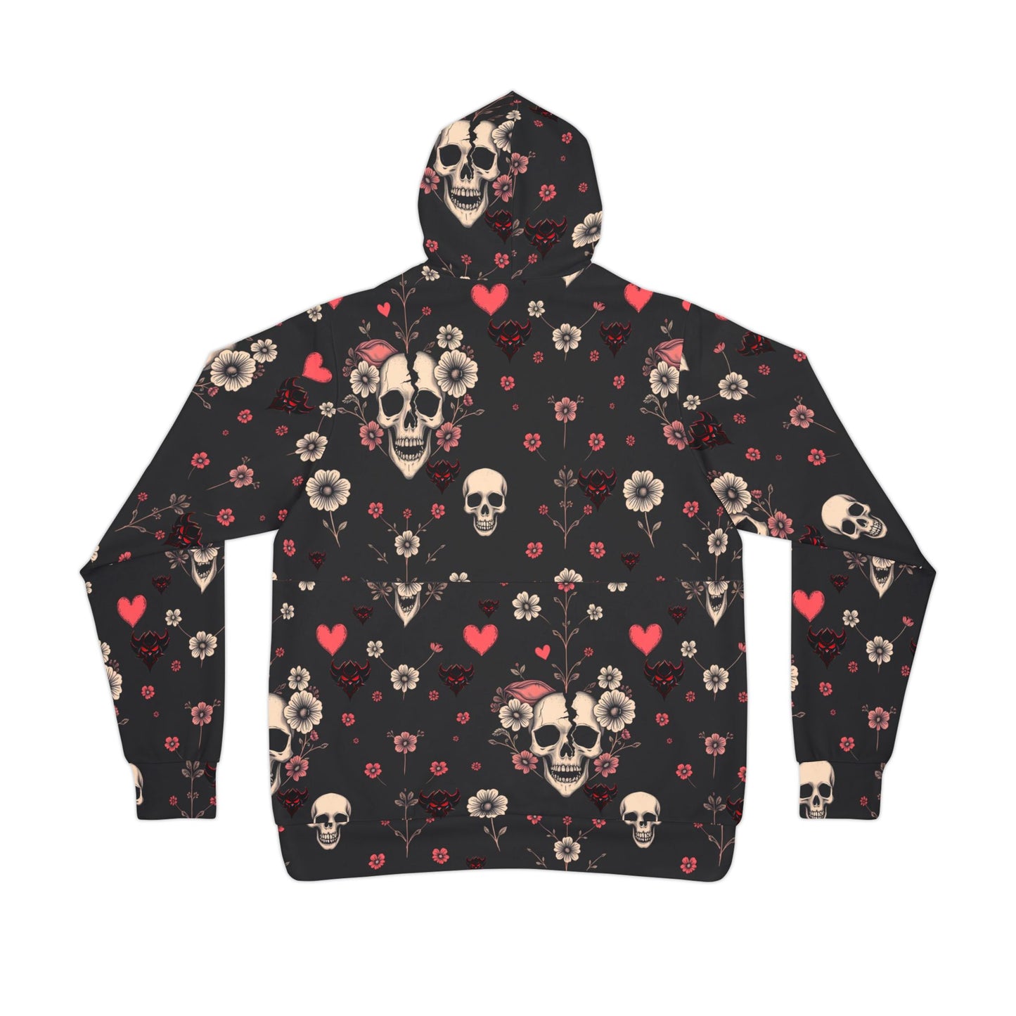 "Dead Love" Edgy Floral Skull Athletic Hoodie for Bold Style