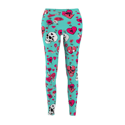 Vibrant Skull & Heart Leggings for Women - Stylish Casual Activewear