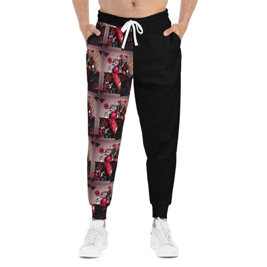 "Tangled Hearts" Stylish Athletic Joggers with Romantic Floral Design - Perfect for Casual Wear and Gifting