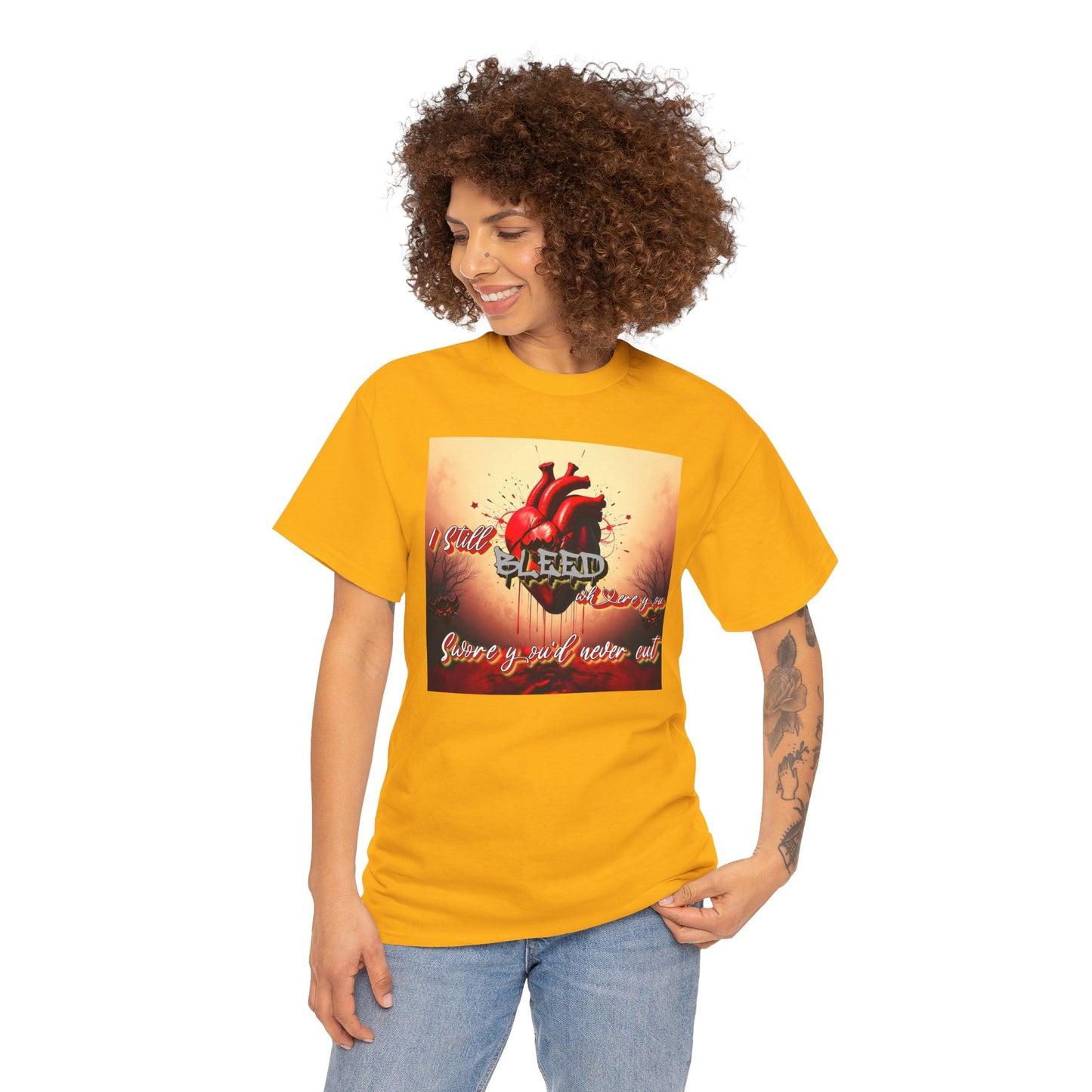 "I Still Bleed Where You Swore You'd Never Cut" Heart & Soul Unisex Heavy Cotton Tee - Bold Graphic Design