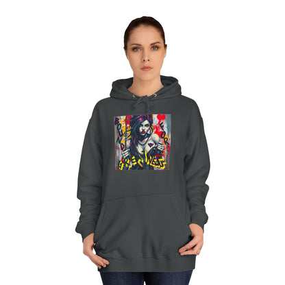 "Bound for Greatness" Artistic Unisex College Hoodie – Vibrant Design for Creative Souls