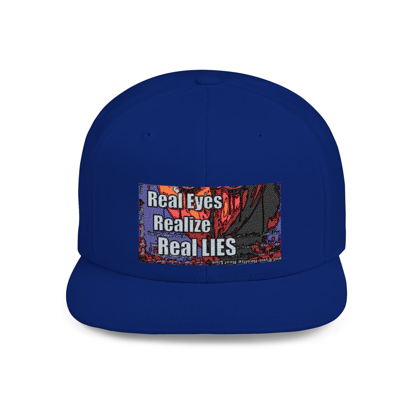 Graphic Flat Bill Snapback - "Real Eyes Realize Real Lies"