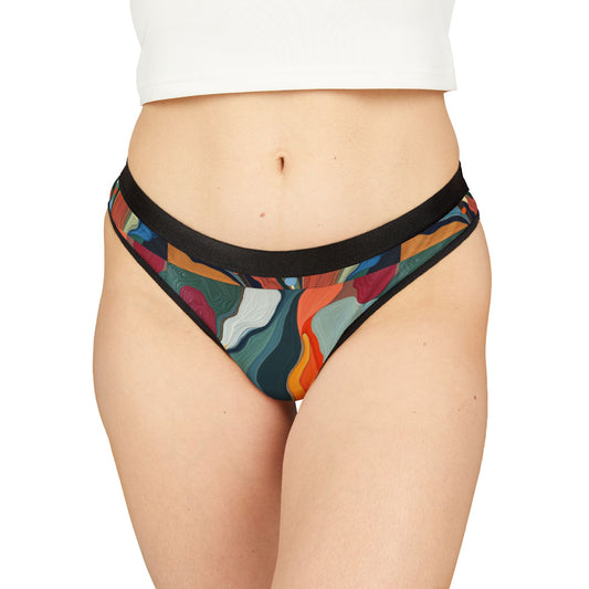 Artistic Women's Flower Thongs - Colorful Abstract Design for Comfort and Style