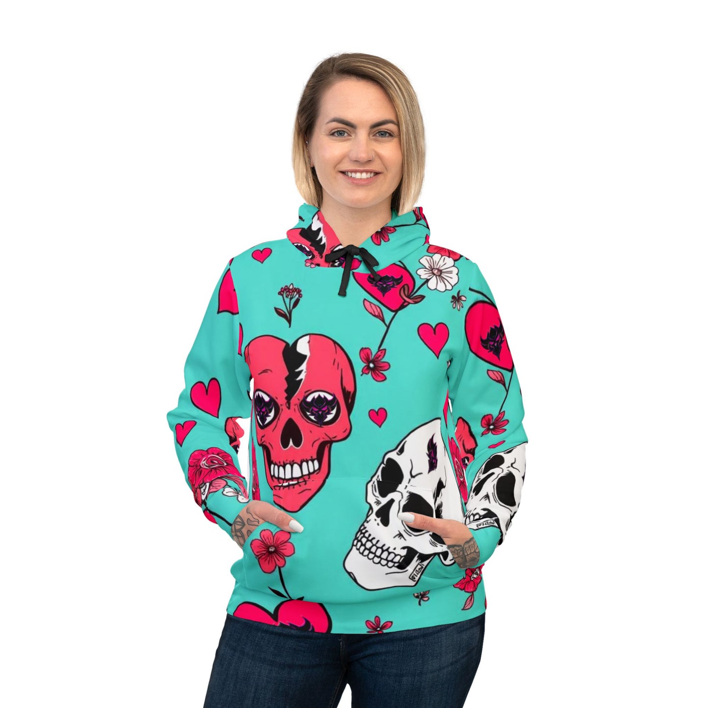 Unique Floral Skull Athletic Hoodie - Perfect for Casual Wear and Celebrations